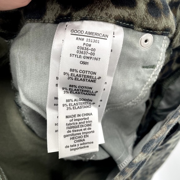 GOOD AMERICAN NWT Good Waist Crop in Sage Leopard Animal Print // 14 - Picture 11 of 11